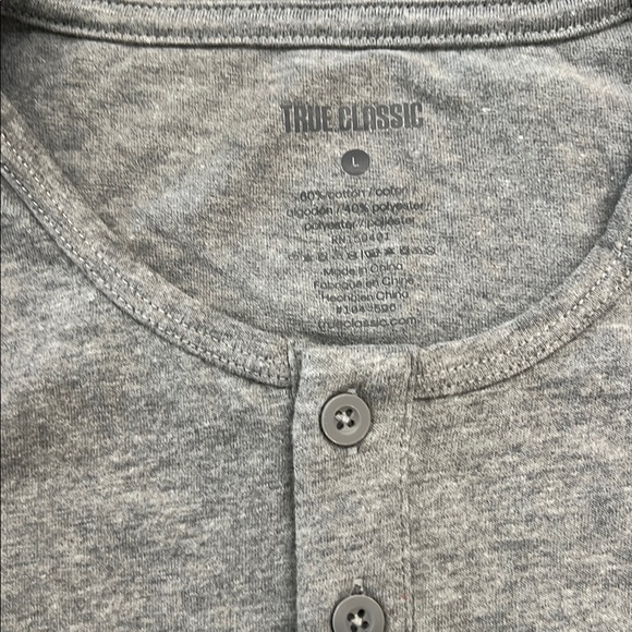 True Classic Gray Henley Shirt - Picture 2 of 3